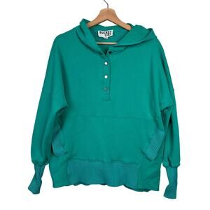 Bucket List‎ Women's Size Medium Washed French Terry Oversized Hoodie Teal
